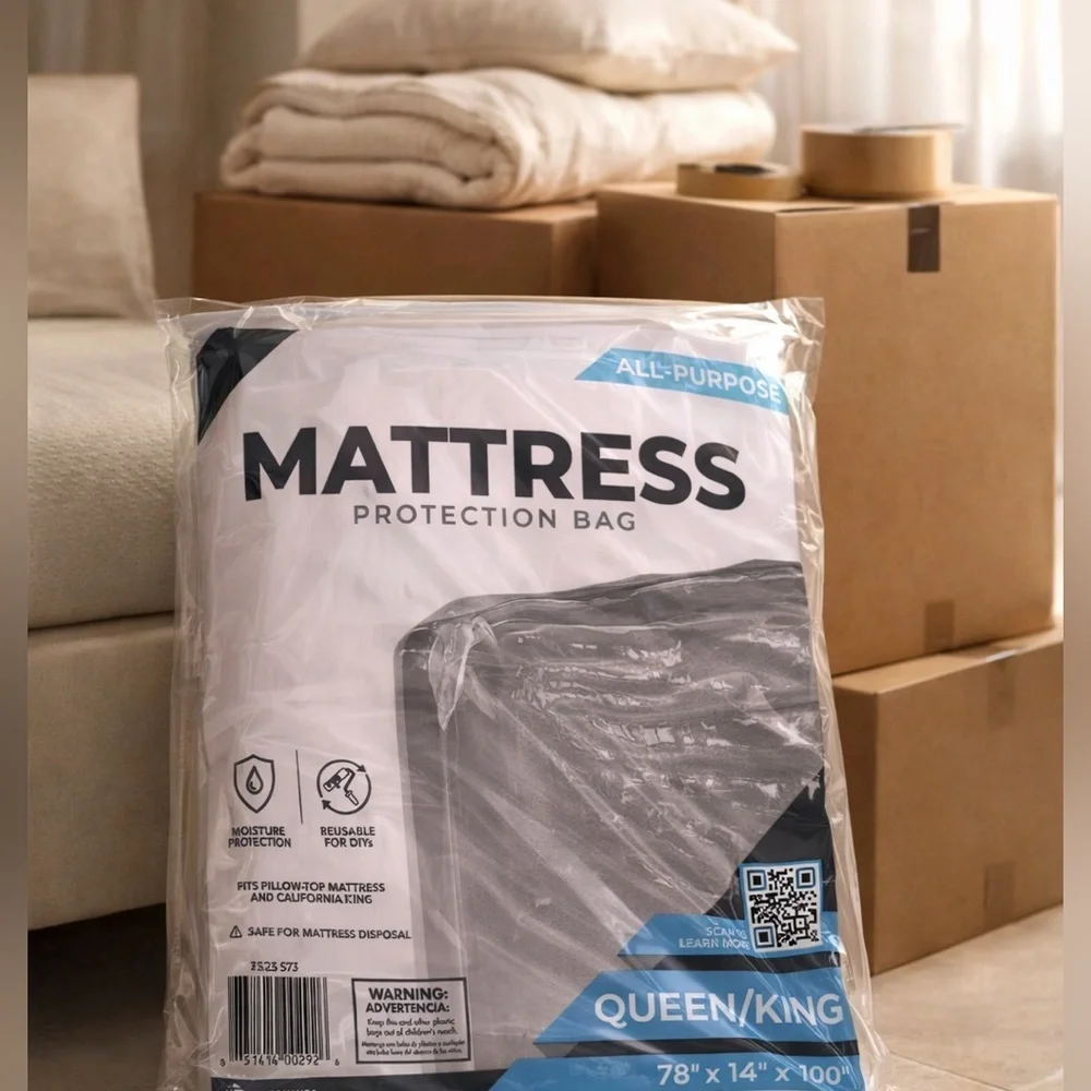 All-Purpose Mattress Protection Bag - Clear, Queen or King Size